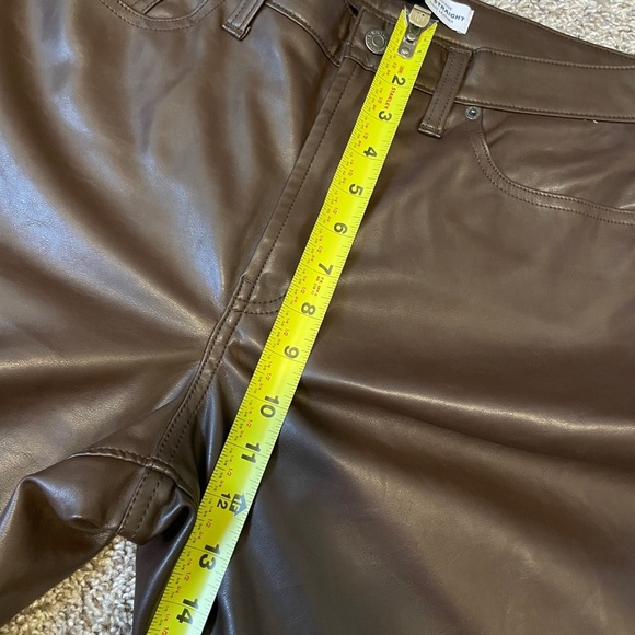 Old Navy | High-Waisted OG Straight Faux-Leather Ankle Pants | Chocolate Brown - Picture 5 of 10